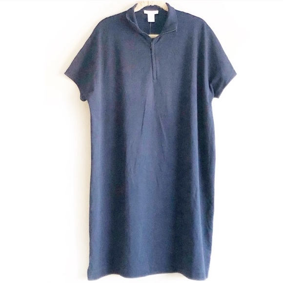 Joan Vass Dresses & Skirts - JOAN VASS Zip Neck Dress Collar Navy NWT Size L